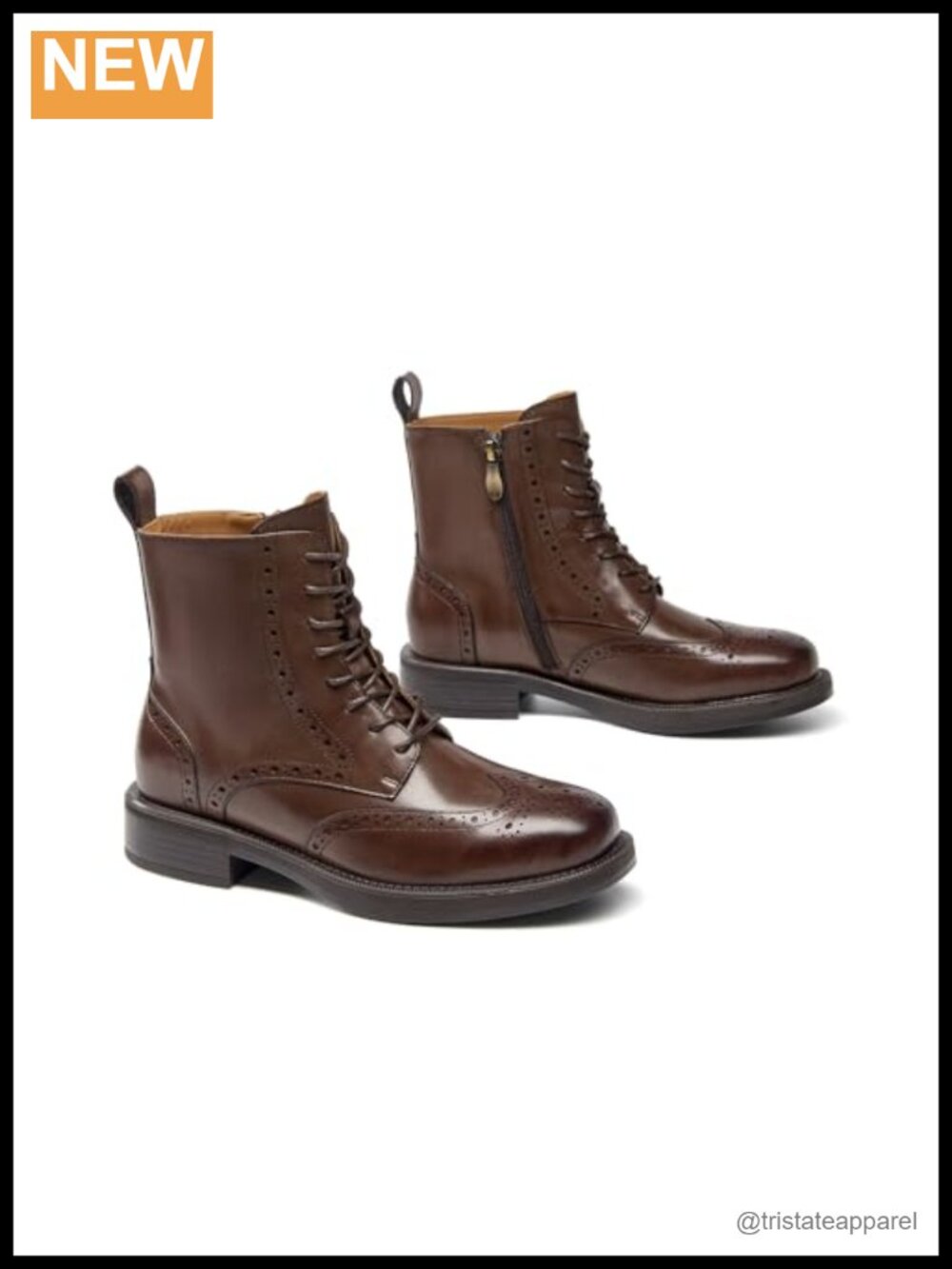 Women's Wingtip Ankle Boots Leather Brogue Oxfords Lug Sole Lace Up